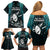 New Zealand Silver Fern Rugby Family Matching Off Shoulder Short Dress and Hawaiian Shirt Aotearoa All Black Dabbing Ball With Maori Paua Shell LT14 - Polynesian Pride