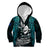 New Zealand Silver Fern Rugby Kid Hoodie Aotearoa All Black Dabbing Ball With Maori Paua Shell LT14 Zip Hoodie Turquoise - Polynesian Pride