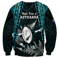 New Zealand Silver Fern Rugby Sweatshirt Aotearoa All Black Dabbing Ball With Maori Paua Shell LT14 - Polynesian Pride