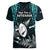 New Zealand Silver Fern Rugby Women V Neck T Shirt Aotearoa All Black Dabbing Ball With Maori Paua Shell LT14 - Polynesian Pride