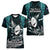 New Zealand Silver Fern Rugby Women V Neck T Shirt Aotearoa All Black Dabbing Ball With Maori Paua Shell LT14 - Polynesian Pride