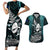 Custom New Zealand Silver Fern Rugby Couples Matching Short Sleeve Bodycon Dress and Hawaiian Shirt Aotearoa All Black Dabbing Ball With Maori Paua Shell LT14 Turquoise - Polynesian Pride