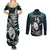 Custom New Zealand Silver Fern Rugby Couples Matching Summer Maxi Dress and Long Sleeve Button Shirts Aotearoa All Black Dabbing Ball With Maori Paua Shell LT14 - Polynesian Pride