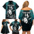 Custom New Zealand Silver Fern Rugby Family Matching Off Shoulder Short Dress and Hawaiian Shirt Aotearoa All Black Dabbing Ball With Maori Paua Shell LT14 - Polynesian Pride