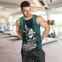 Custom New Zealand Silver Fern Rugby Men Tank Top Aotearoa All Black Dabbing Ball With Maori Paua Shell LT14 - Polynesian Pride