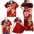 Tonga Rugby Family Matching Off Shoulder Maxi Dress and Hawaiian Shirt Ikale Tahi Tongan Ngatu Pattern With Dabbing Ball LT14 - Polynesian Pride