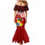 Custom Tonga Rugby Mermaid Dress Ikale Tahi Tongan Ngatu Pattern With Dabbing Ball LT14 - Polynesian Pride