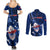 Samoa Rugby Couples Matching Summer Maxi Dress and Long Sleeve Button Shirts Manu Samoa Ula Fala Dabbing Ball Polynesian Blue Version LT14 - Polynesian Pride