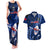 Samoa Rugby Couples Matching Tank Maxi Dress and Hawaiian Shirt Manu Samoa Ula Fala Dabbing Ball Polynesian Blue Version LT14 Blue - Polynesian Pride