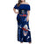 Samoa Rugby Family Matching Off Shoulder Maxi Dress and Hawaiian Shirt Manu Samoa Ula Fala Dabbing Ball Polynesian Blue Version LT14 Mom's Dress Blue - Polynesian Pride