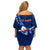 Samoa Rugby Family Matching Off Shoulder Short Dress and Hawaiian Shirt Manu Samoa Ula Fala Dabbing Ball Polynesian Blue Version LT14 - Polynesian Pride