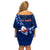 Samoa Rugby Off Shoulder Short Dress Manu Samoa Ula Fala Dabbing Ball Polynesian Blue Version LT14 - Polynesian Pride