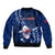 Samoa Rugby Sleeve Zip Bomber Jacket Manu Samoa Ula Fala Dabbing Ball Polynesian Blue Version LT14 - Polynesian Pride