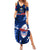 Samoa Rugby Summer Maxi Dress Manu Samoa Ula Fala Dabbing Ball Polynesian Blue Version LT14 Women Blue - Polynesian Pride