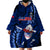 Samoa Rugby Wearable Blanket Hoodie Manu Samoa Ula Fala Dabbing Ball Polynesian Blue Version LT14 - Polynesian Pride