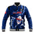 Custom Samoa Rugby Baseball Jacket Manu Samoa Ula Fala Dabbing Ball Polynesian Blue Version LT14 Unisex Blue - Polynesian Pride