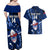 Custom Samoa Rugby Couples Matching Off Shoulder Maxi Dress and Hawaiian Shirt Manu Samoa Ula Fala Dabbing Ball Polynesian Blue Version LT14 - Polynesian Pride