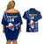 Custom Samoa Rugby Couples Matching Off Shoulder Short Dress and Hawaiian Shirt Manu Samoa Ula Fala Dabbing Ball Polynesian Blue Version LT14 - Polynesian Pride