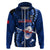 Custom Samoa Rugby Hoodie Manu Samoa Ula Fala Dabbing Ball Polynesian Blue Version LT14 Zip Hoodie Blue - Polynesian Pride