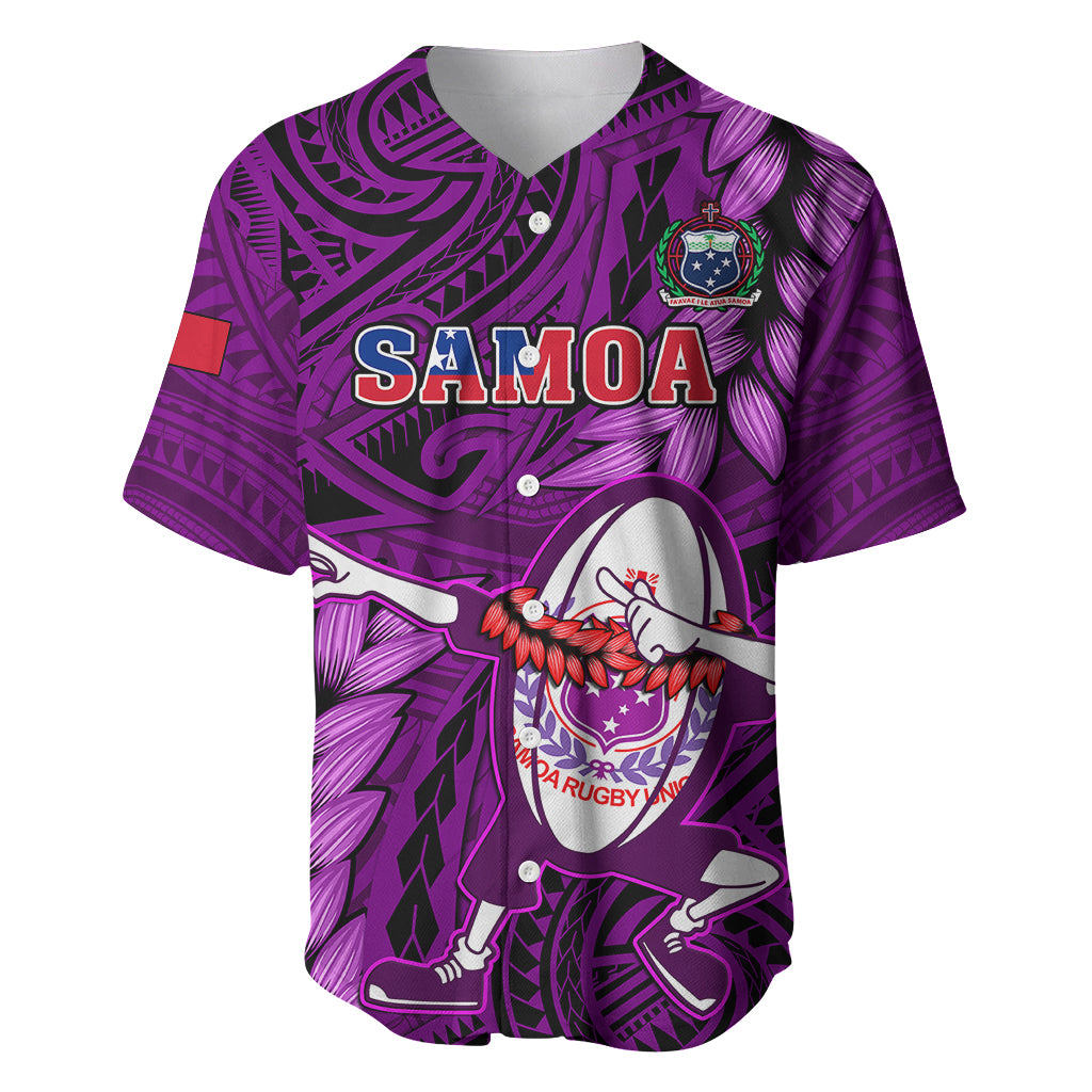 Samoa Rugby Baseball Jersey Manu Samoa Ula Fala Dabbing Ball Polynesian Purple Version LT14 Purple - Polynesian Pride