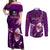 Samoa Rugby Couples Matching Off Shoulder Maxi Dress and Long Sleeve Button Shirts Manu Samoa Ula Fala Dabbing Ball Polynesian Purple Version LT14 Purple - Polynesian Pride