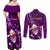 Samoa Rugby Couples Matching Off Shoulder Maxi Dress and Long Sleeve Button Shirts Manu Samoa Ula Fala Dabbing Ball Polynesian Purple Version LT14 - Polynesian Pride