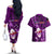 Samoa Rugby Couples Matching Off The Shoulder Long Sleeve Dress and Hawaiian Shirt Manu Samoa Ula Fala Dabbing Ball Polynesian Purple Version LT14 - Polynesian Pride