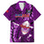 Samoa Rugby Family Matching Off Shoulder Maxi Dress and Hawaiian Shirt Manu Samoa Ula Fala Dabbing Ball Polynesian Purple Version LT14 - Polynesian Pride