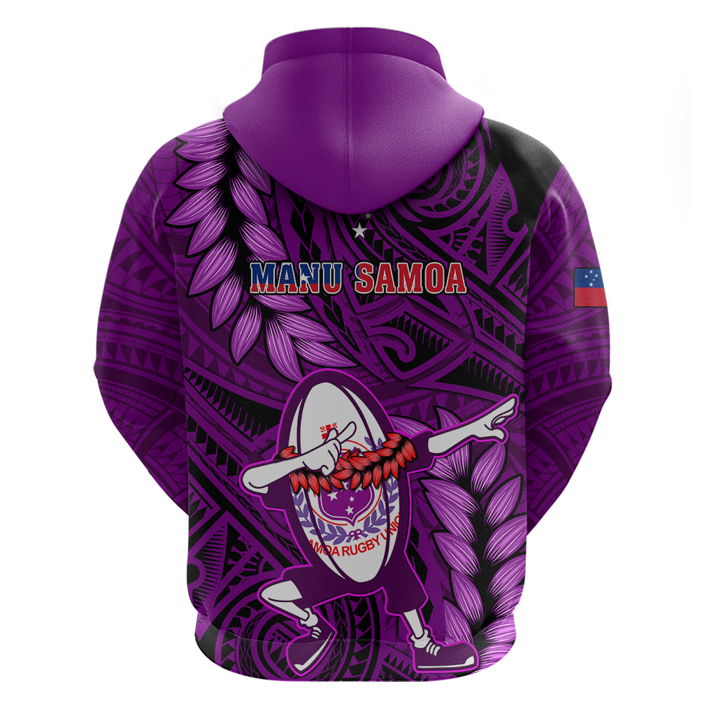 Samoa Rugby Hoodie Manu Samoa Ula Fala Dabbing Ball Polynesian Purple Version LT14 - Polynesian Pride