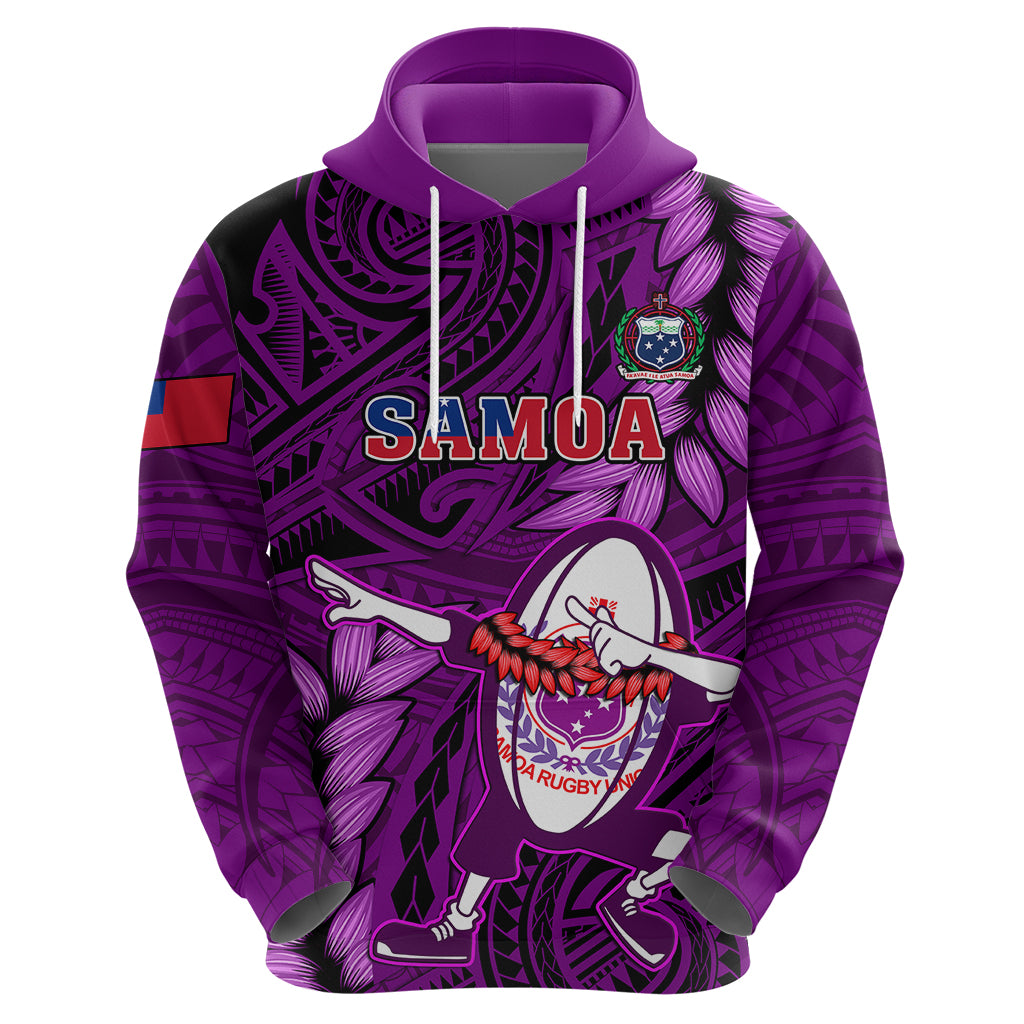 Samoa Rugby Hoodie Manu Samoa Ula Fala Dabbing Ball Polynesian Purple Version LT14 - Polynesian Pride