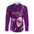 Samoa Rugby Long Sleeve Button Shirt Manu Samoa Ula Fala Dabbing Ball Polynesian Purple Version LT14 Unisex Purple - Polynesian Pride