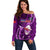 Samoa Rugby Off Shoulder Sweater Manu Samoa Ula Fala Dabbing Ball Polynesian Purple Version LT14 Women Purple - Polynesian Pride