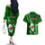 Samoa Rugby Couples Matching Off The Shoulder Long Sleeve Dress and Hawaiian Shirt Manu Samoa Ula Fala Dabbing Ball Polynesian Green Version LT14 - Polynesian Pride