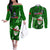 Samoa Rugby Couples Matching Off The Shoulder Long Sleeve Dress and Long Sleeve Button Shirts Manu Samoa Ula Fala Dabbing Ball Polynesian Green Version LT14 Green - Polynesian Pride