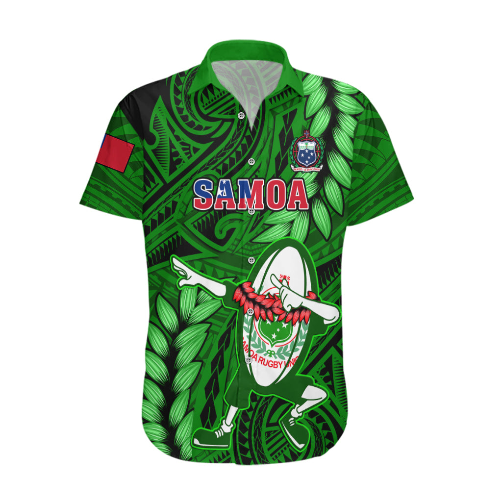 Samoa Rugby Hawaiian Shirt Manu Samoa Ula Fala Dabbing Ball Polynesian Green Version LT14 Green - Polynesian Pride