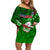 Samoa Rugby Off Shoulder Short Dress Manu Samoa Ula Fala Dabbing Ball Polynesian Green Version LT14 Women Green - Polynesian Pride