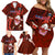 Samoa Rugby Family Matching Off Shoulder Short Dress and Hawaiian Shirt Manu Samoa Ula Fala Dabbing Ball Polynesian Red Version LT14 Red - Polynesian Pride