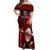 Samoa Rugby Off Shoulder Maxi Dress Manu Samoa Ula Fala Dabbing Ball Polynesian Red Version LT14 Women Red - Polynesian Pride