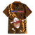 Samoa Rugby Family Matching Off Shoulder Short Dress and Hawaiian Shirt Manu Samoa Ula Fala Dabbing Ball Polynesian Gold Version LT14 - Polynesian Pride