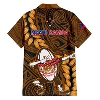 Samoa Rugby Family Matching Tank Maxi Dress and Hawaiian Shirt Manu Samoa Ula Fala Dabbing Ball Polynesian Gold Version LT14 - Polynesian Pride