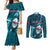 Samoa Rugby Couples Matching Mermaid Dress and Long Sleeve Button Shirts Manu Samoa Ula Fala Dabbing Ball Polynesian Turquoise Version LT14 Turquoise - Polynesian Pride