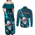 Samoa Rugby Couples Matching Off Shoulder Maxi Dress and Long Sleeve Button Shirts Manu Samoa Ula Fala Dabbing Ball Polynesian Turquoise Version LT14 - Polynesian Pride