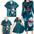 Samoa Rugby Family Matching Long Sleeve Bodycon Dress and Hawaiian Shirt Manu Samoa Ula Fala Dabbing Ball Polynesian Turquoise Version LT14 Turquoise - Polynesian Pride