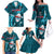 Samoa Rugby Family Matching Off Shoulder Long Sleeve Dress and Hawaiian Shirt Manu Samoa Ula Fala Dabbing Ball Polynesian Turquoise Version LT14 Turquoise - Polynesian Pride