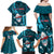 Samoa Rugby Family Matching Off Shoulder Maxi Dress and Hawaiian Shirt Manu Samoa Ula Fala Dabbing Ball Polynesian Turquoise Version LT14 - Polynesian Pride