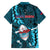 Samoa Rugby Family Matching Off Shoulder Short Dress and Hawaiian Shirt Manu Samoa Ula Fala Dabbing Ball Polynesian Turquoise Version LT14 - Polynesian Pride