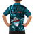 Samoa Rugby Family Matching Short Sleeve Bodycon Dress and Hawaiian Shirt Manu Samoa Ula Fala Dabbing Ball Polynesian Turquoise Version LT14 - Polynesian Pride