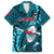 Samoa Rugby Family Matching Short Sleeve Bodycon Dress and Hawaiian Shirt Manu Samoa Ula Fala Dabbing Ball Polynesian Turquoise Version LT14 - Polynesian Pride