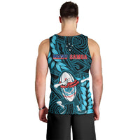 Samoa Rugby Men Tank Top Manu Samoa Ula Fala Dabbing Ball Polynesian Turquoise Version LT14 - Polynesian Pride