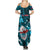 Samoa Rugby Summer Maxi Dress Manu Samoa Ula Fala Dabbing Ball Polynesian Turquoise Version LT14 - Polynesian Pride